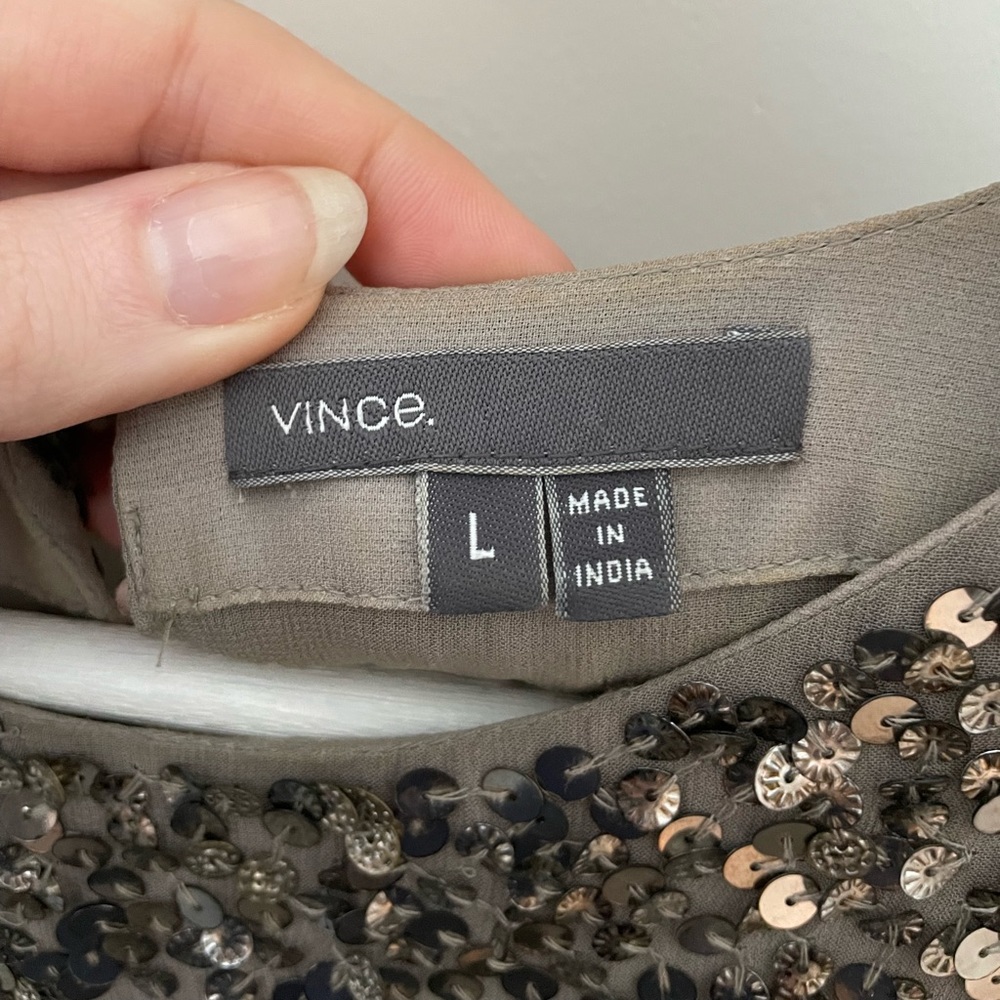 VINCE | Sleeveless Gold Sequin Blouse - Picture 3 of 12